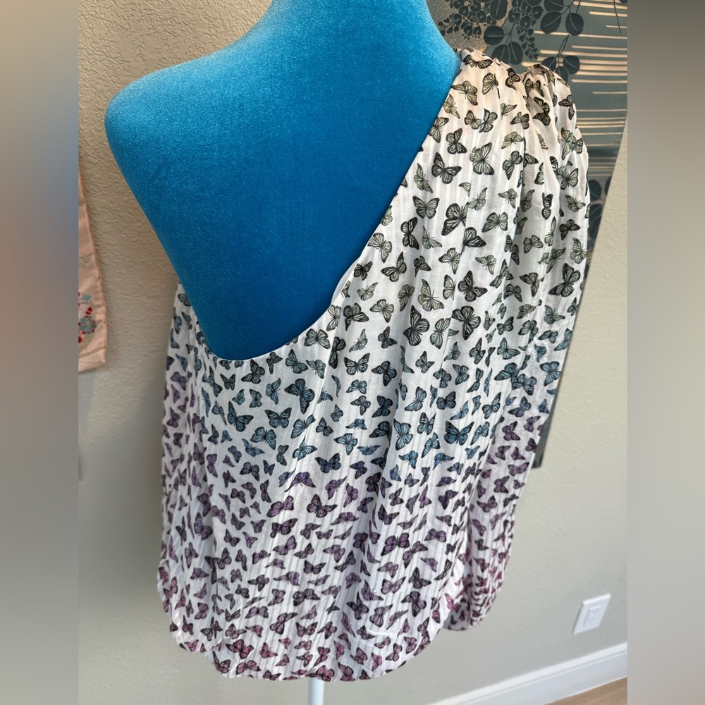 Cami NYC Ombre Butterfly Print One-Shoulder Lenore Silk Top - fits like large - Picture 2 of 8
